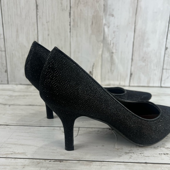 Fioni Night Womens 145282 Black Glittered Pointed Toe Slip On Size 9 Heels - Picture 6 of 14